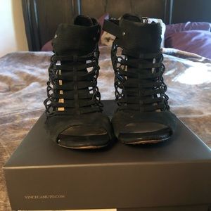 Vince Camuto wedge VC-Evel silk goat black heels